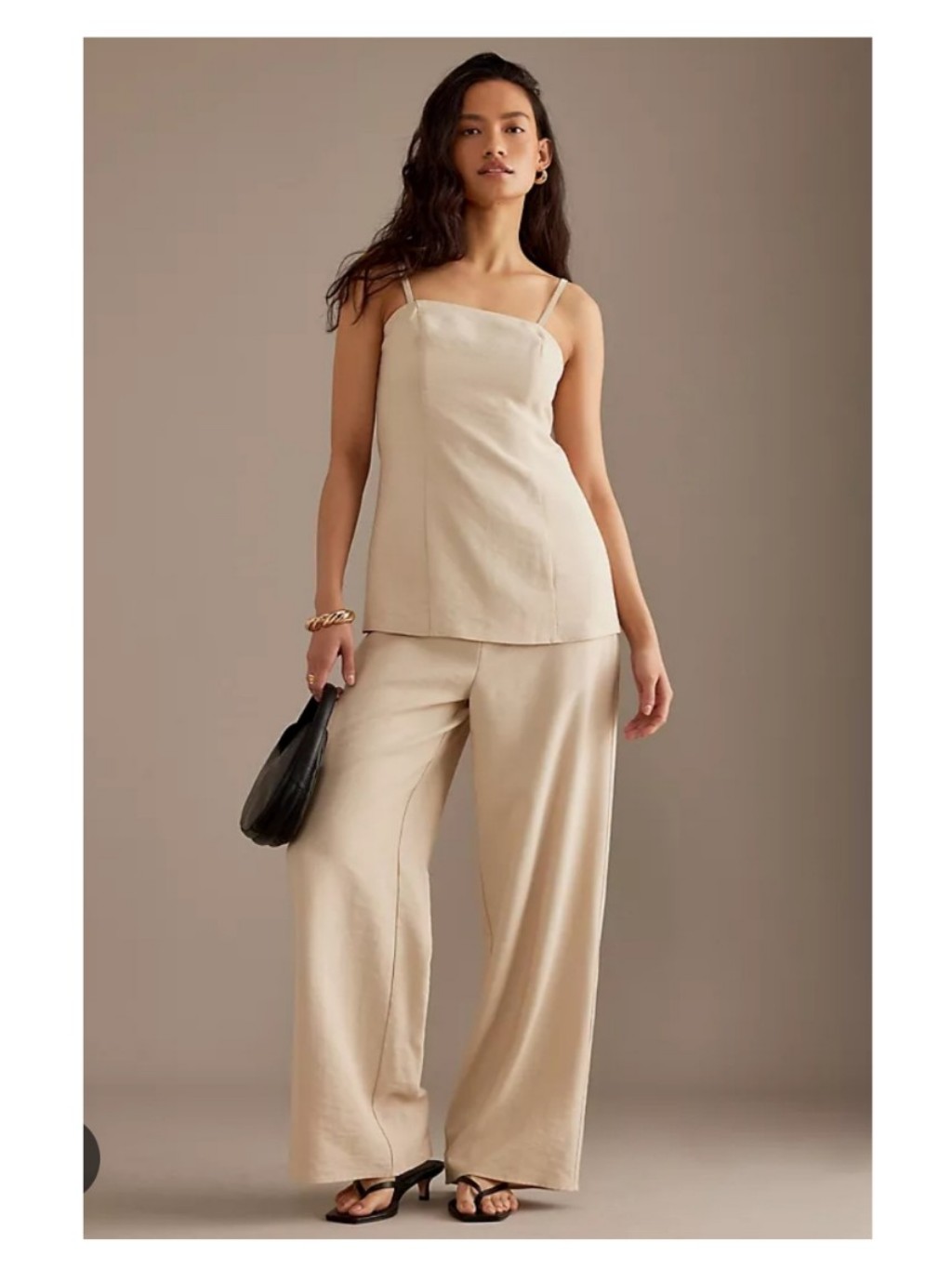 Nobody's Child Wide Leg Trousers Womens 6 Beige Side Zip High Rise Scandi Chic